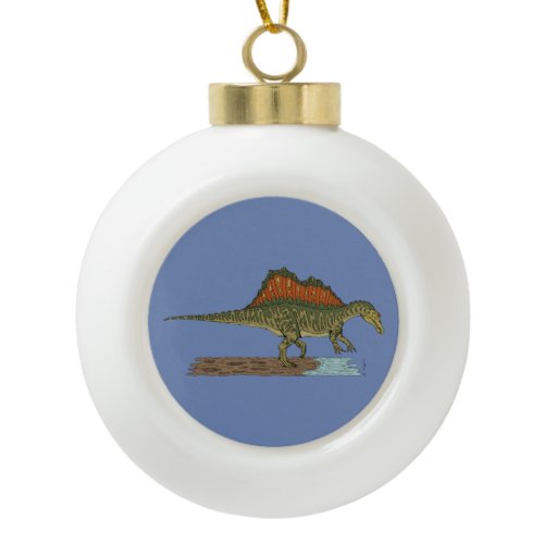 Cretaceous Dinosaur Spinosaurus Ceramic Ball Christmas Ornament