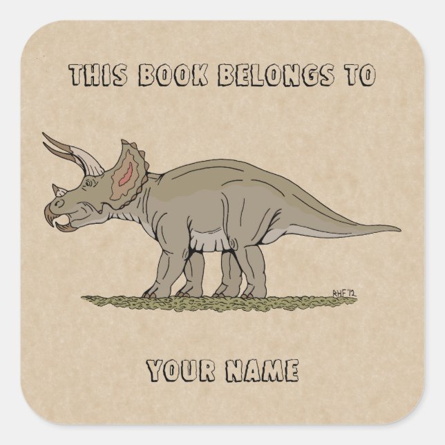 Cretaceous Dinosaur Triceratops Bookplate (Front)