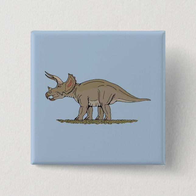 Cretaceous Dinosaur Triceratops Button (Front)