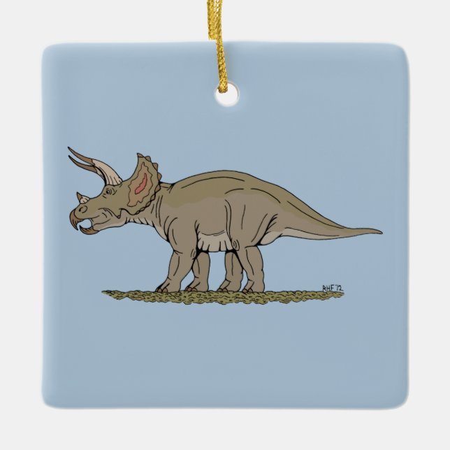 Cretaceous Dinosaur Triceratops Ceramic Ornament (Front)
