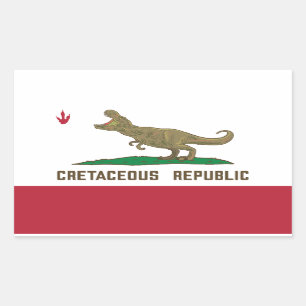 Cretaceous Republic California Flag T-rex Dinosaur Rectangular Sticker