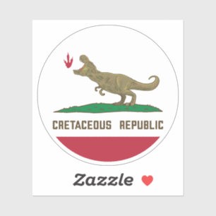 Cretaceous Republic California Flag T-rex Dinosaur Sticker