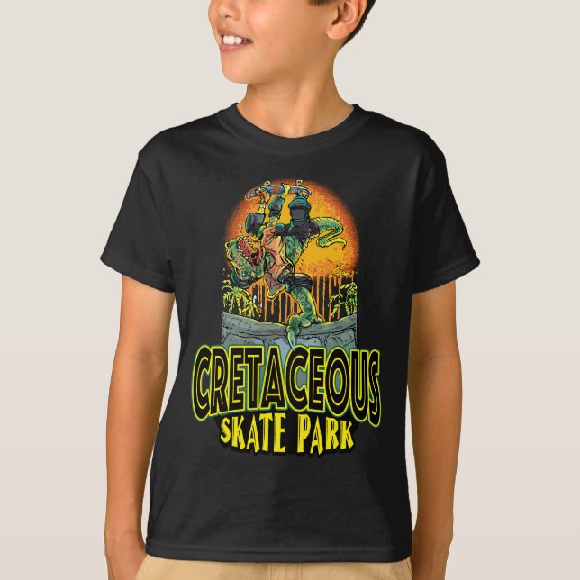 Cretaceous Skateboard Park T Rex T-Shirt (Front)