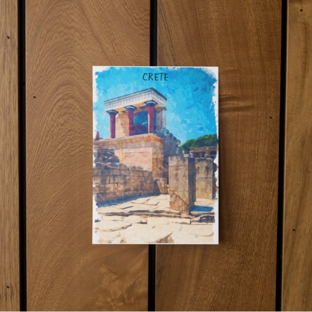 Crete Greece Ancient Temple Watercolor Postcard (crete egypt temple monument postcard)