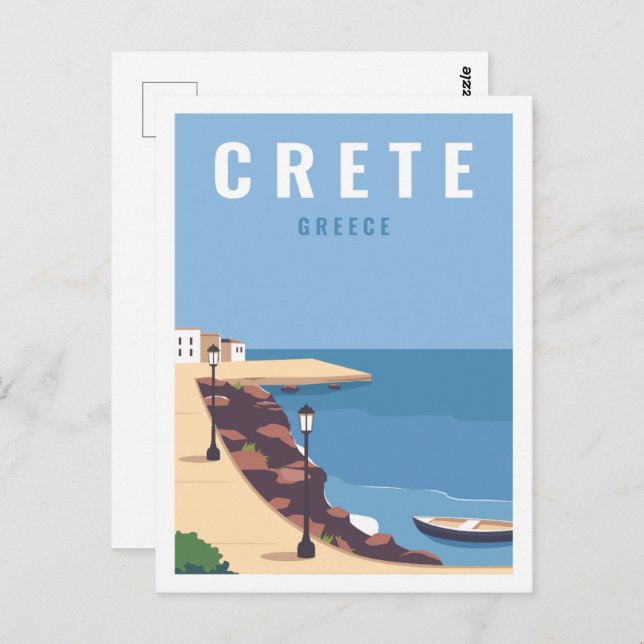Crete Greece Famous Travel Place Illustration Postcard (Front/Back)