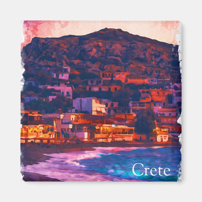 Crete Greece Greek Island Watercolor Painting Magnet (Front)