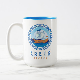 Crete, Greece Greek Ship Design Two-Tone Coffee Mug