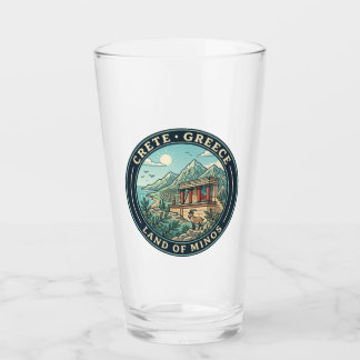 Crete Greece Illustration Travel Art Badge Glass