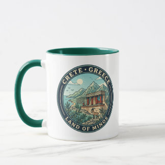 Crete Greece Illustration Travel Art Badge Mug