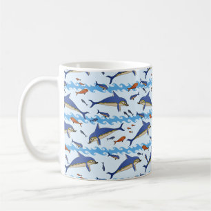 Crete Greece Minoan Dolphins & Marine Life Pattern Coffee Mug