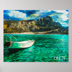 Crete Greece Ocean Oil Painting Poster