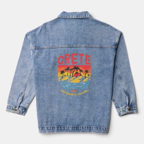 Crete Greece Souvenir Summer Stalls Beach Greek  Denim Jacket