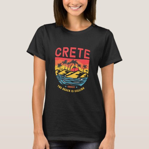 Crete Greece Souvenir Summer Stalls Beach Greek  T_Shirt