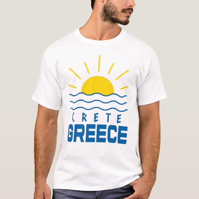 Crete Greece Sunshine And Sea Men's White T-Shirt (Front)