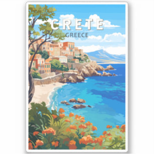Crete Greece Travel Art Vintage Sticker