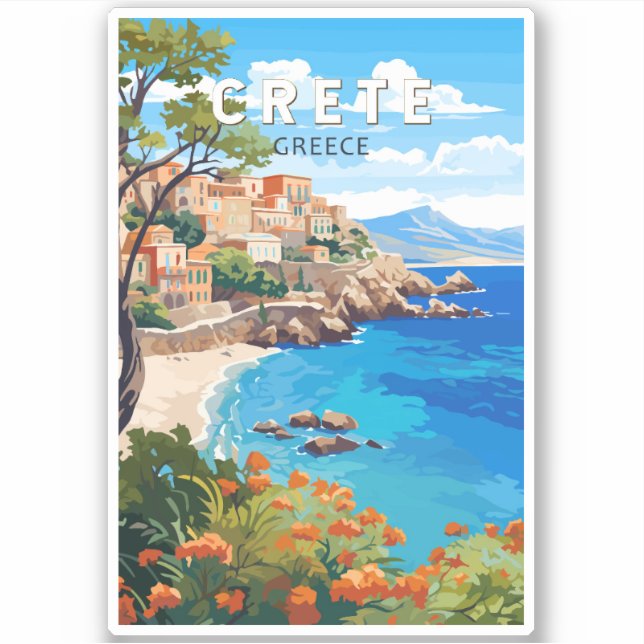 Crete Greece Travel Art Vintage Sticker (Front)