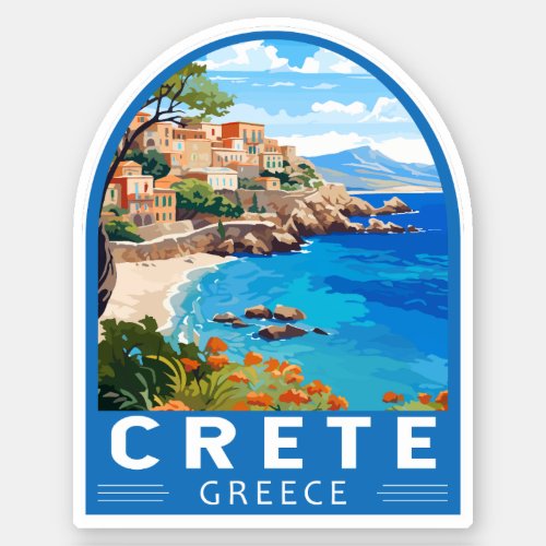 Crete Greece Travel Art Vintage Sticker