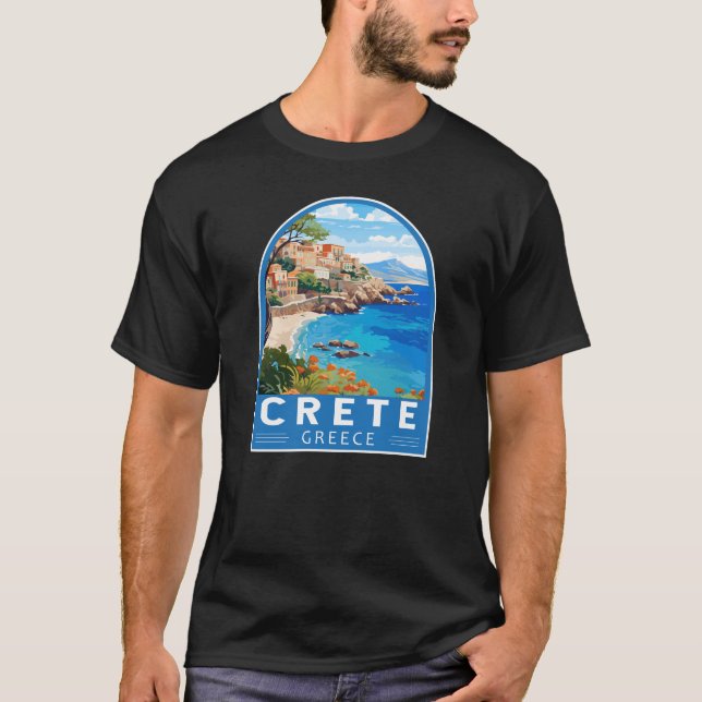Crete Greece Travel Art Vintage T-Shirt (Front)