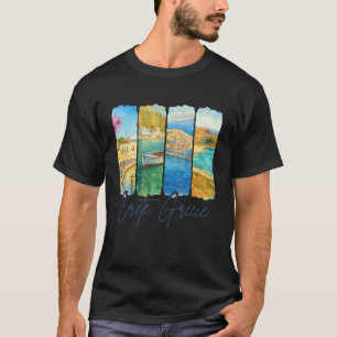 Crete Greece Traveling Trip Brushstroke Souvenir V T-Shirt