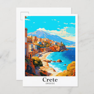Crete Greece Vintage Travel Portrait Postcard