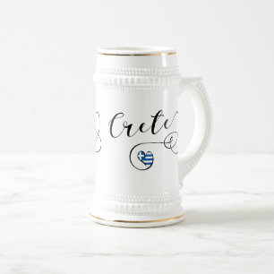 Crete Heart Flag, Greece, Cretan Beer Stein