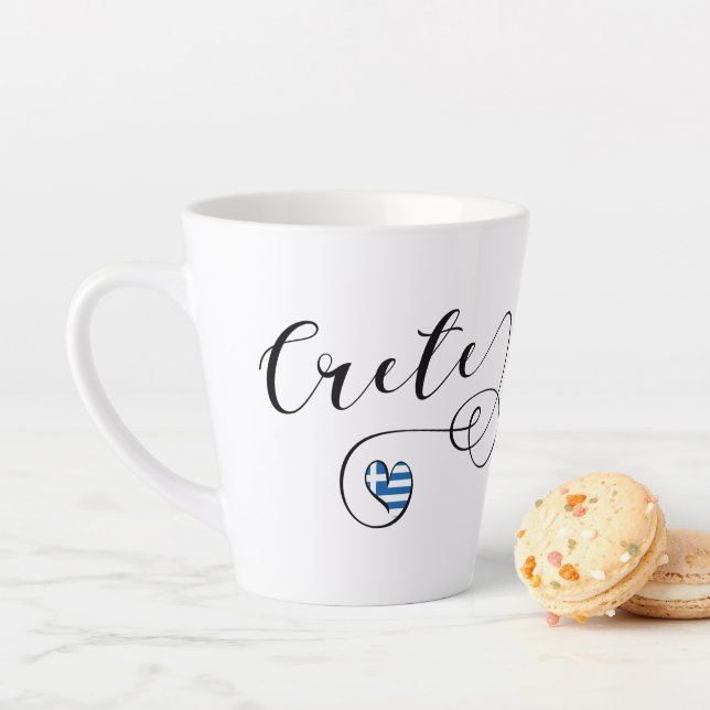 Crete Heart Flag, Greece, Cretan Latte Mug (In Situ)