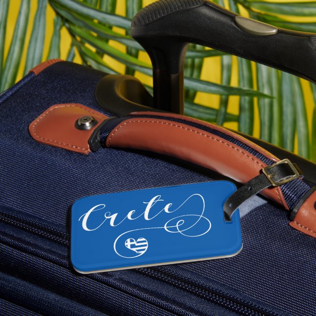 Crete Heart Flag, Greece, Cretan Luggage Tag (Front Insitu 3)