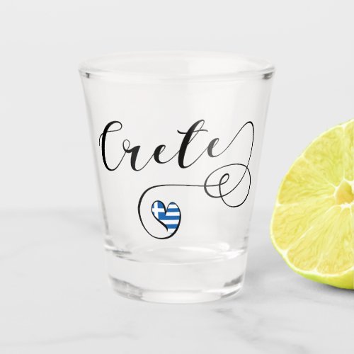 Crete Heart Flag Greece Cretan Shot Glass