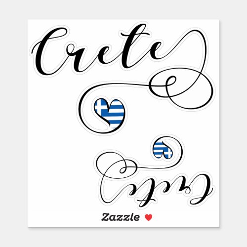 Crete Heart Flag Greece Cretan Sticker