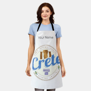 Crete Island Greece Retro Vintage Holiday Souvenir Apron