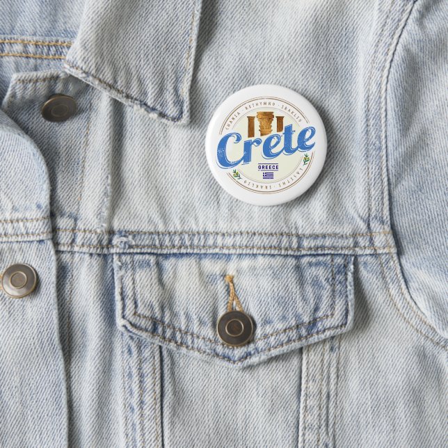 Crete Island Greece Retro Vintage Holiday Souvenir Button (In Situ)