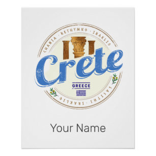 Crete Island Greece Retro Vintage Holiday Souvenir Poster