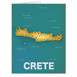 Crete map travel poster cards