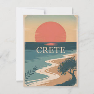 Crete vintage minimalistic postcard