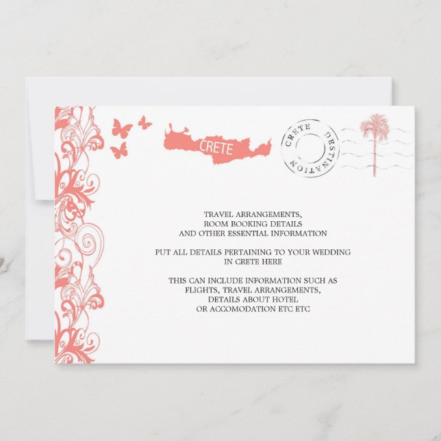 Crete Wedding Travel Information Invitation (Front)