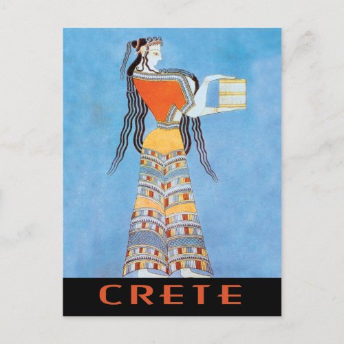 Crete with Mycenaean Woman Fresco Postcard