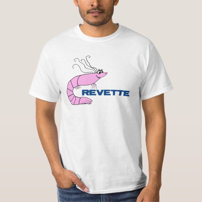 Crevette French Cute Shrimp Cartoon T-Shirt (Front)