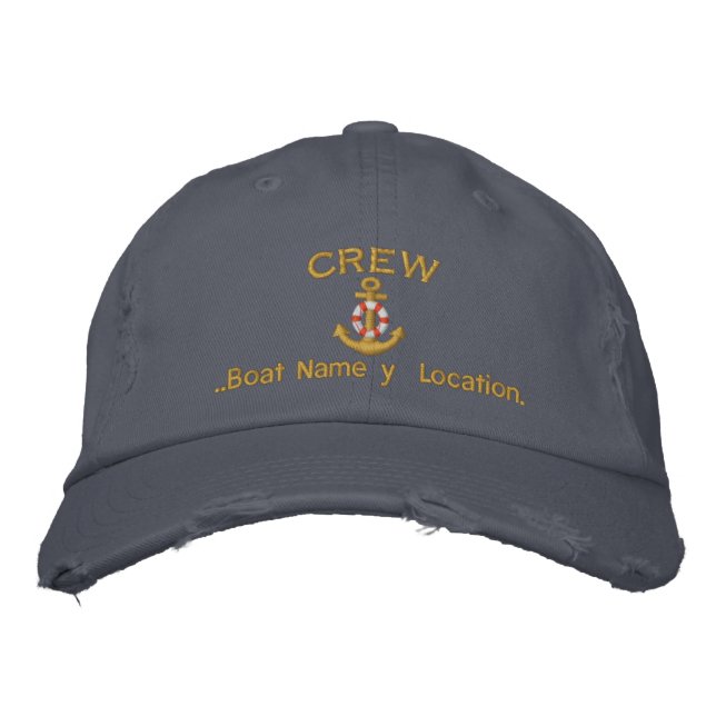Crew Anchor Your Boat Name Your Name or Both Embroidered Baseball Hat (Front)