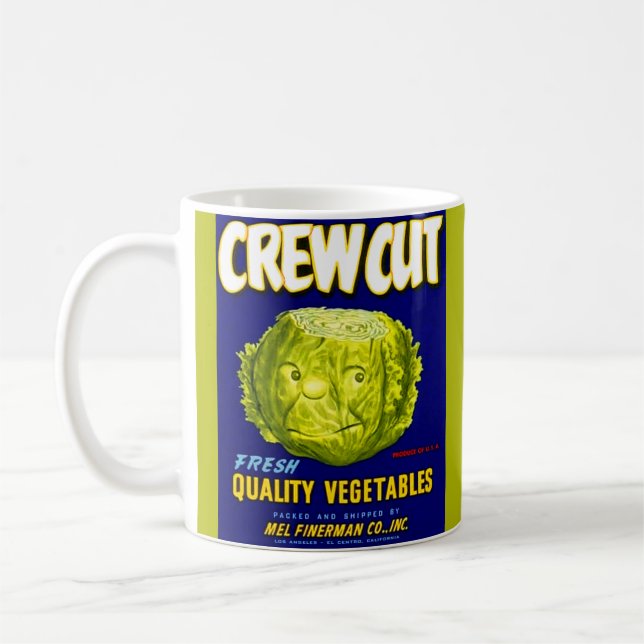 Crew Cut vegetable crate label Coffee Mug (Left)