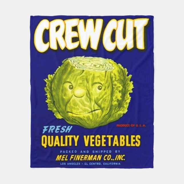 Crew Cut vegetable crate label Fleece Blanket (Front)