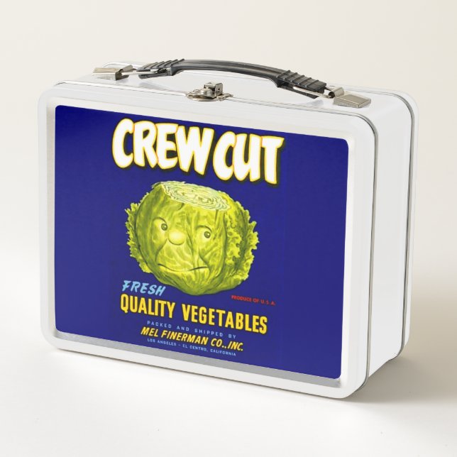 Crew Cut vegetable crate label Metal Lunch Box (Front)