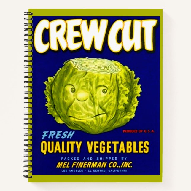 Crew Cut vegetable crate label Notebook (Front)