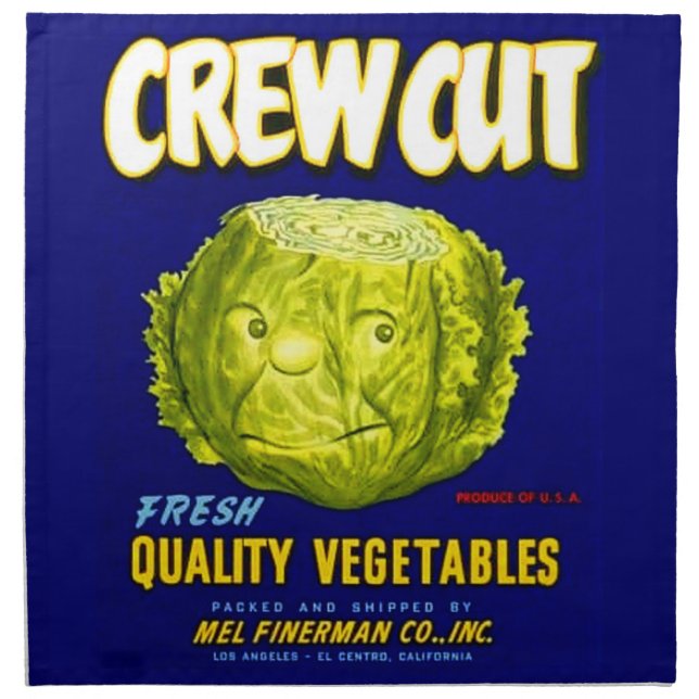 Crew Cut vegetable crate label print Cloth Napkin (Front)