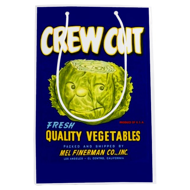 Crew Cut vegetable crate label print Medium Gift Bag (Front)