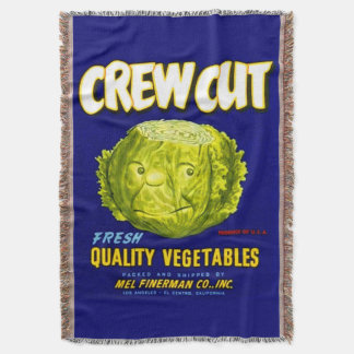 Crew Cut vegetable crate label print Throw Blanket