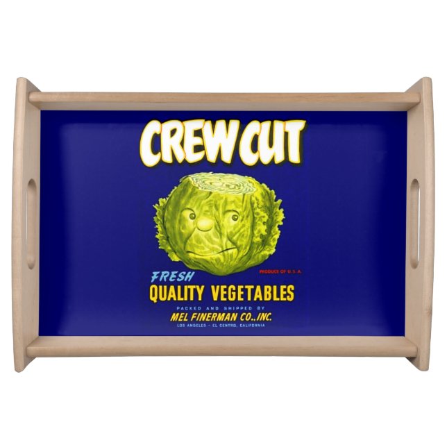 Crew Cut vegetable crate label Serving Tray (Front)