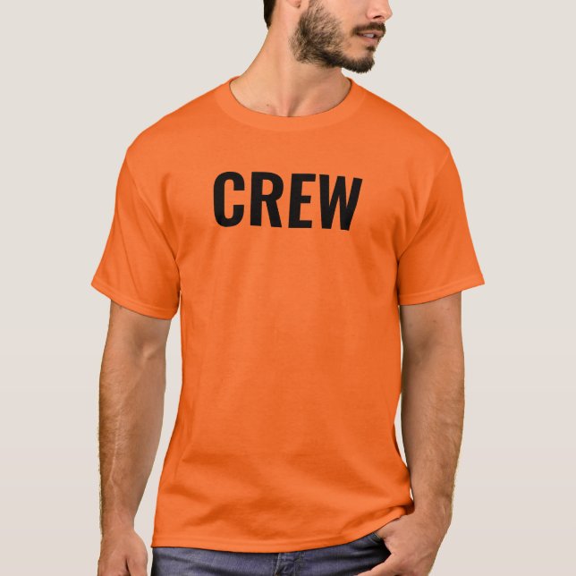 Crew Double Sided Print Staff Mens Athletic Orange T-Shirt (Front)