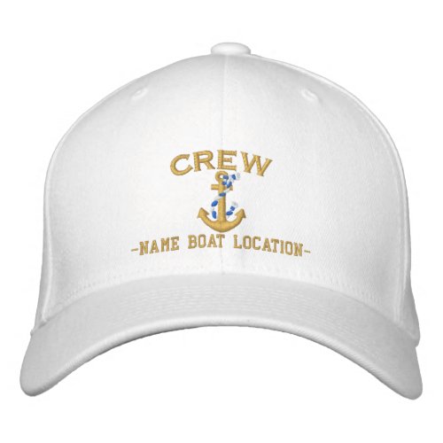 CREW Elegant Rope Anchor Your Boat Name or Both Embroidered Baseball Cap