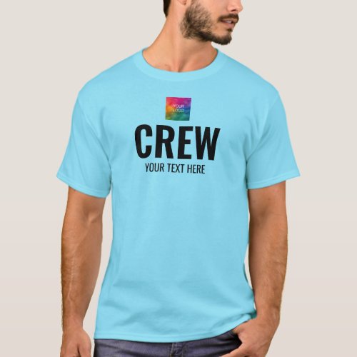 Crew Front Back Logo Design Mens Blue Horizon T_Shirt