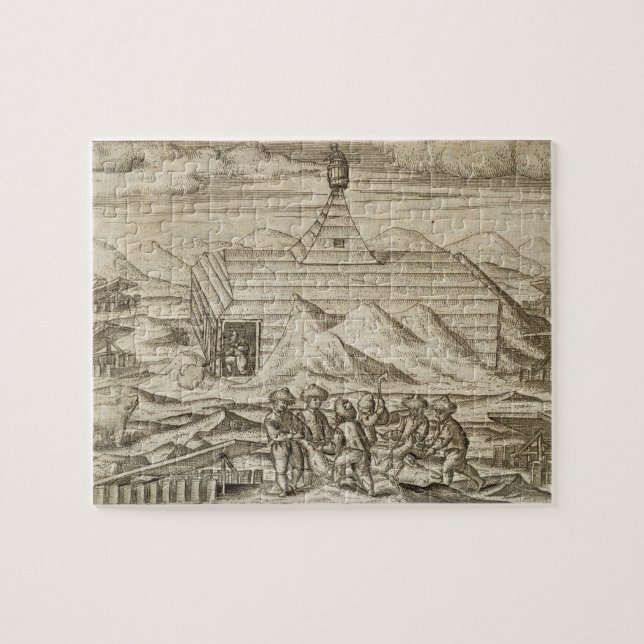 Crew killing and skinning bears, outside  the cabi jigsaw puzzle (Horizontal)